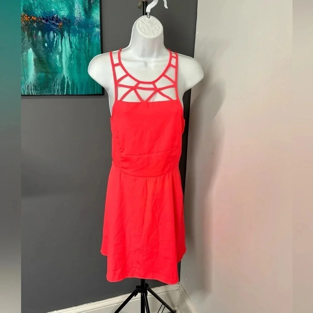 Women's‎ Size 12 Coral Lattice Mini Dress Fairycore Tropical Coastal Coquette